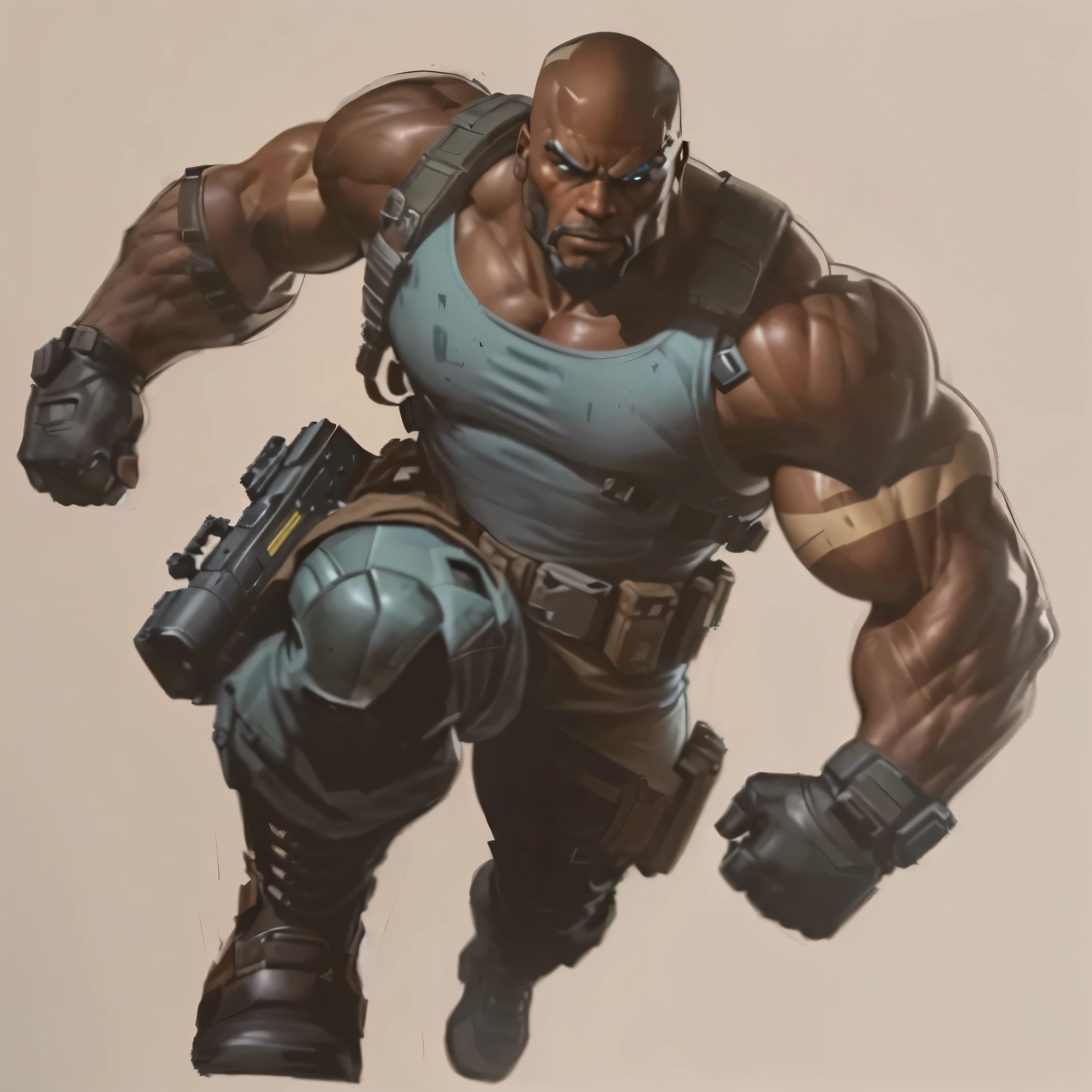 a close up of a drawing of a man with a gun, Marco Schultz, David Finch, barret fryer, character art the contra, inspired by Rob Liefeld, CAI, muscular character, travis charest style, High detail iconic character, travis charest, metabaron, Doomfist de Overwatch, Jason Fabok. Greg GramPos, with a destroyed scenery behind