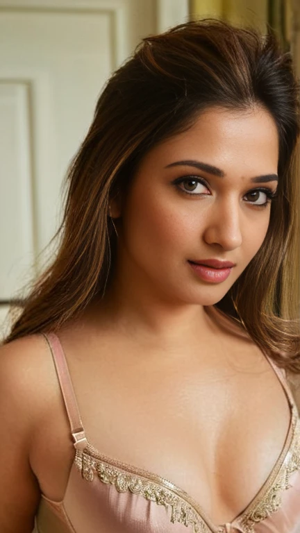 Selfie view, ((Tamhwx woman)), detailed face, in lingerie,((high detailed perfect face)), indian housewife, dense shaggy hair,((tamhwx woman face)),(((detailed face))), in bedroom, 33 year old milf, (((uberrealistic))), masterpiece, shot with kodak, ((high resolution)), realsitic