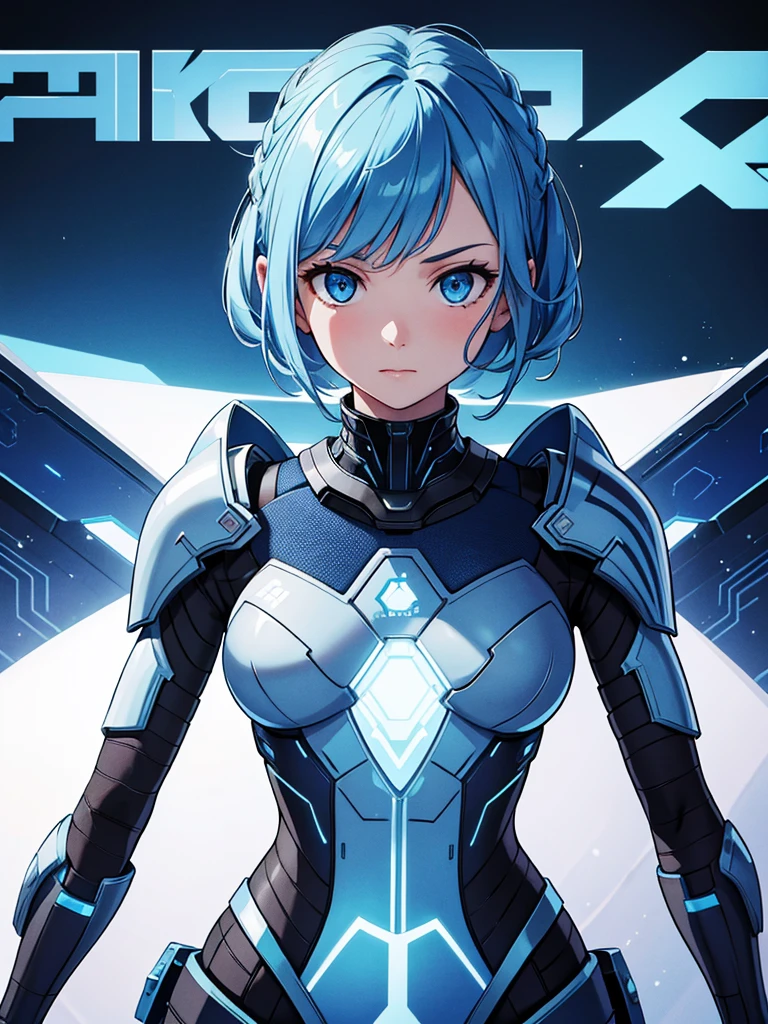 8K, Highest quality, (real:1.4), Original photo, 1 girl, Asari Hair, Biological Amplifier, refined armor, posture: Peace talks between warring factions, smart blue eyes
