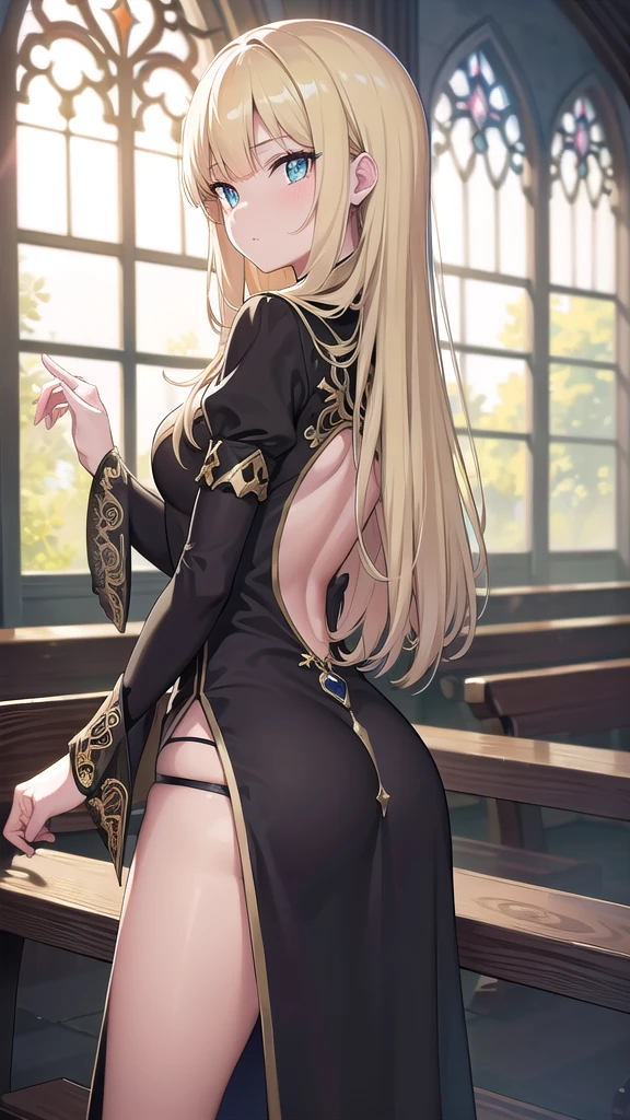 anime, dark elf, , blonde, ponytail, nsfw, dark skin, kuroinu, library,
sex,