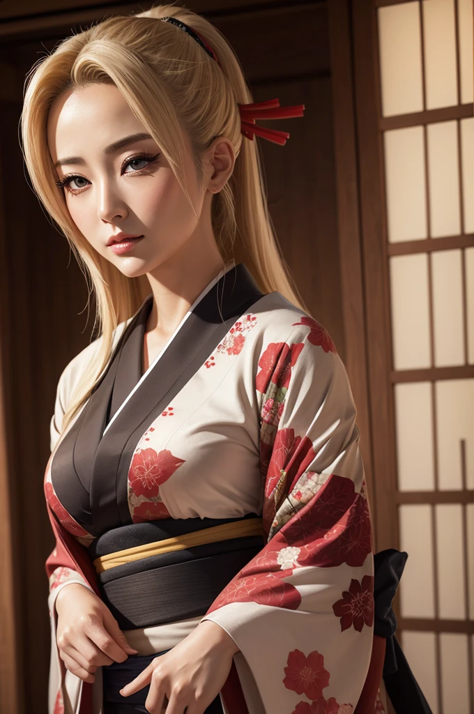 Beauty tsunade in japanese kimono realistic detail
