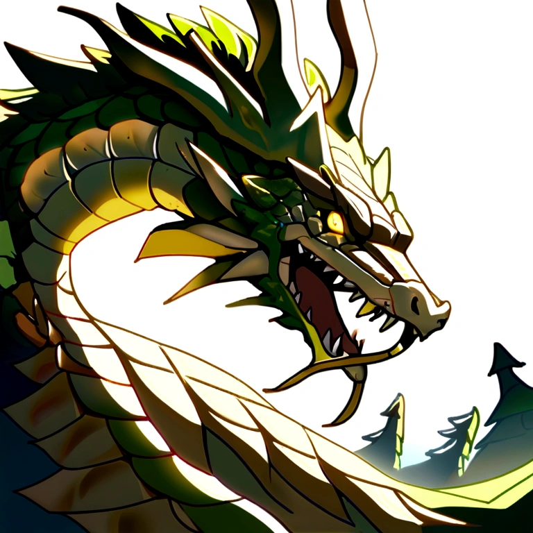 Green and gold dragon,PNG,White background