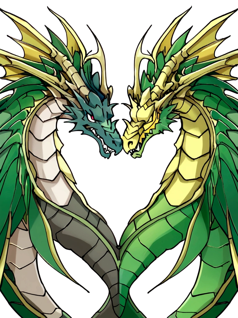 Entire green and gold dragon ,PNG,White background 