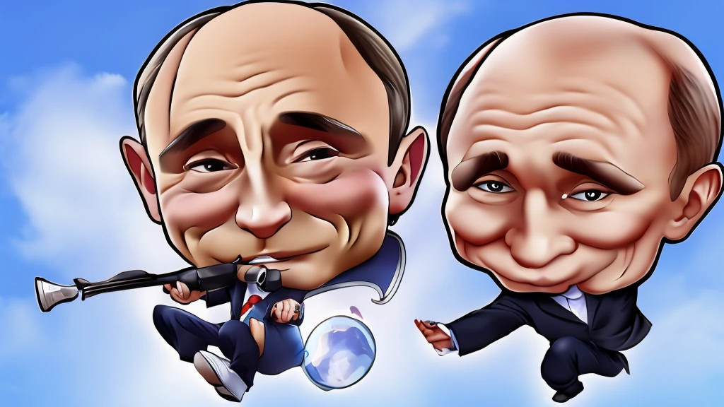 Chibi extreme caricature of vladimir putin