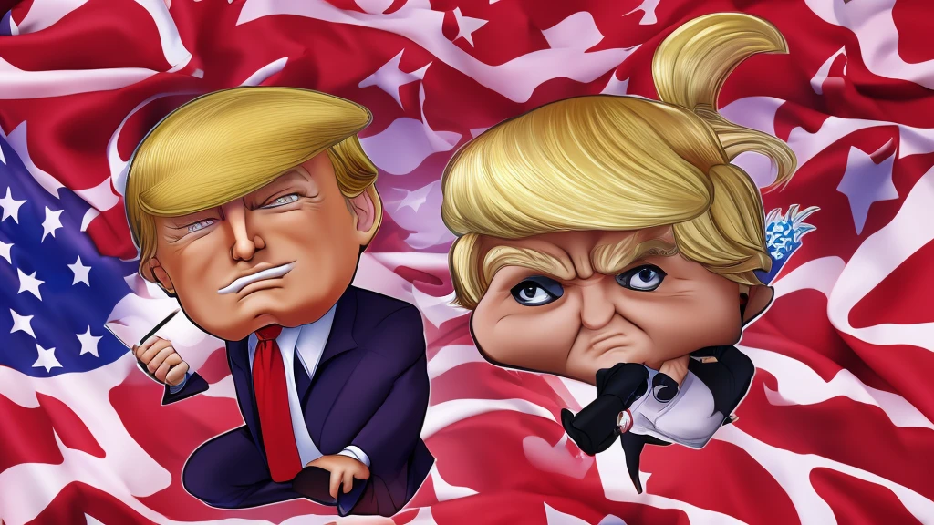 Chibi extreme caricature of trump