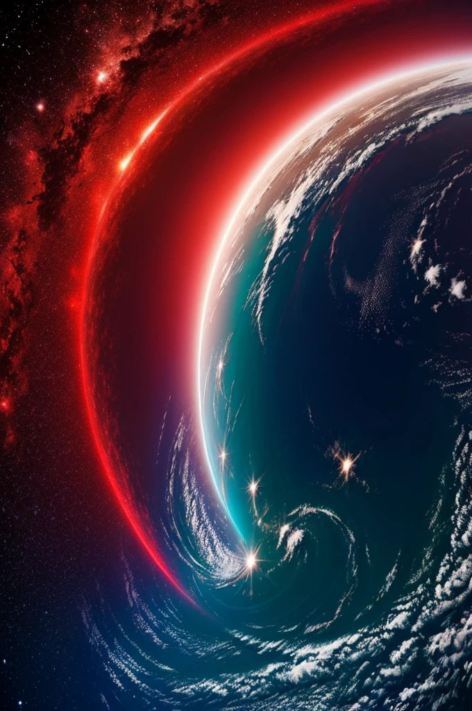 Space, ocean, red