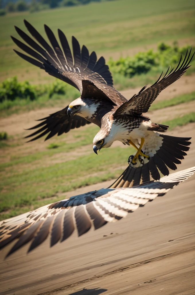 Hawk flying as fast as possible 