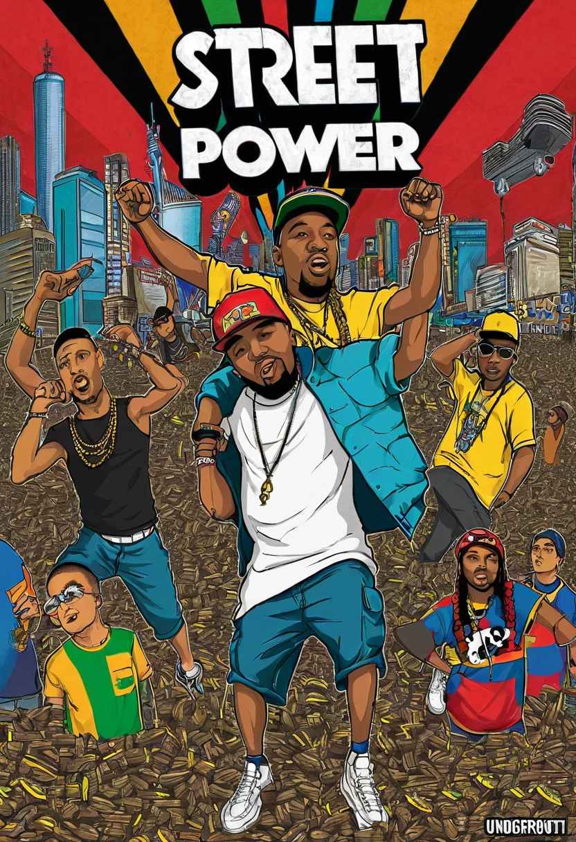 cover for a rap album by an underground group "Street Power", very cheap and recycled, the cover was made by a mediocrity, template and standard rap cover for an underground release about rap, cheap and cheerful, русские рэпперы, славянская внешность, бороды и татуировки, белые рэпперы,