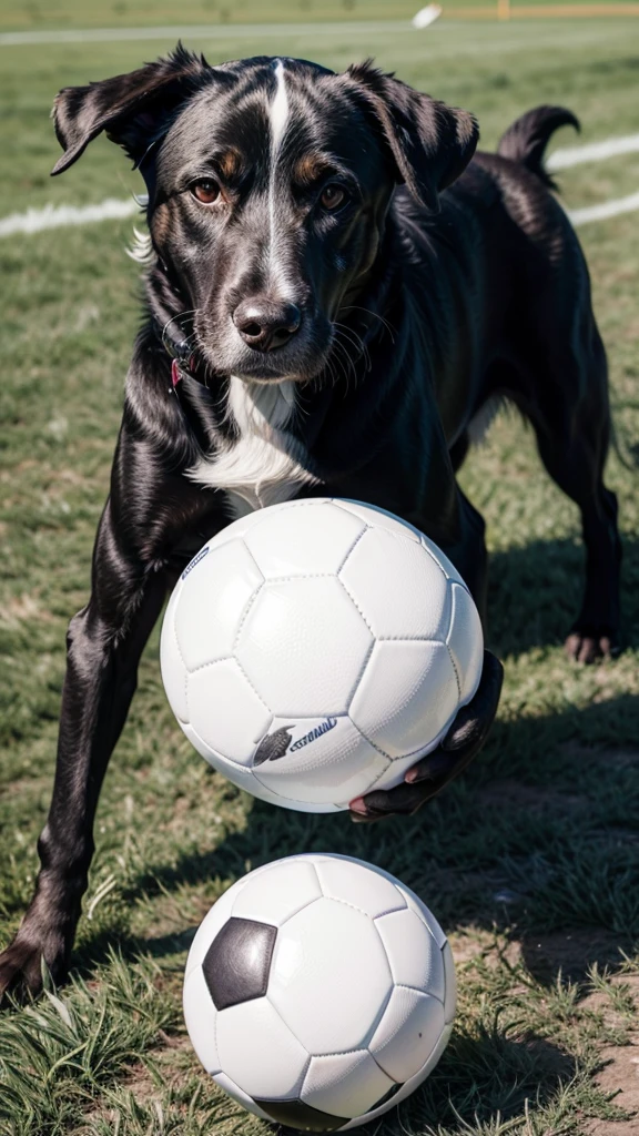 Dog Playing a soccer Ball