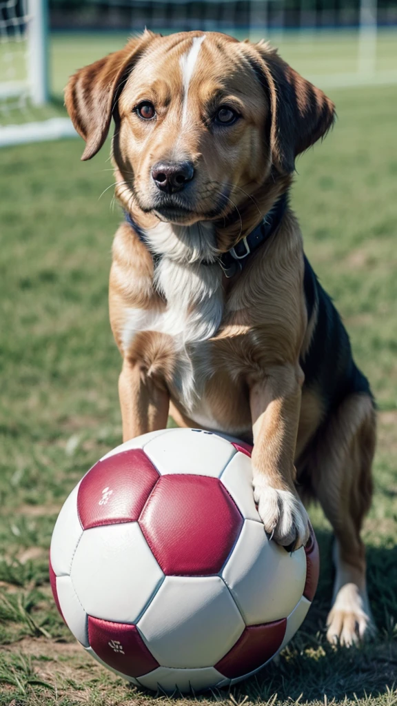 Dog Playing a soccer Ball