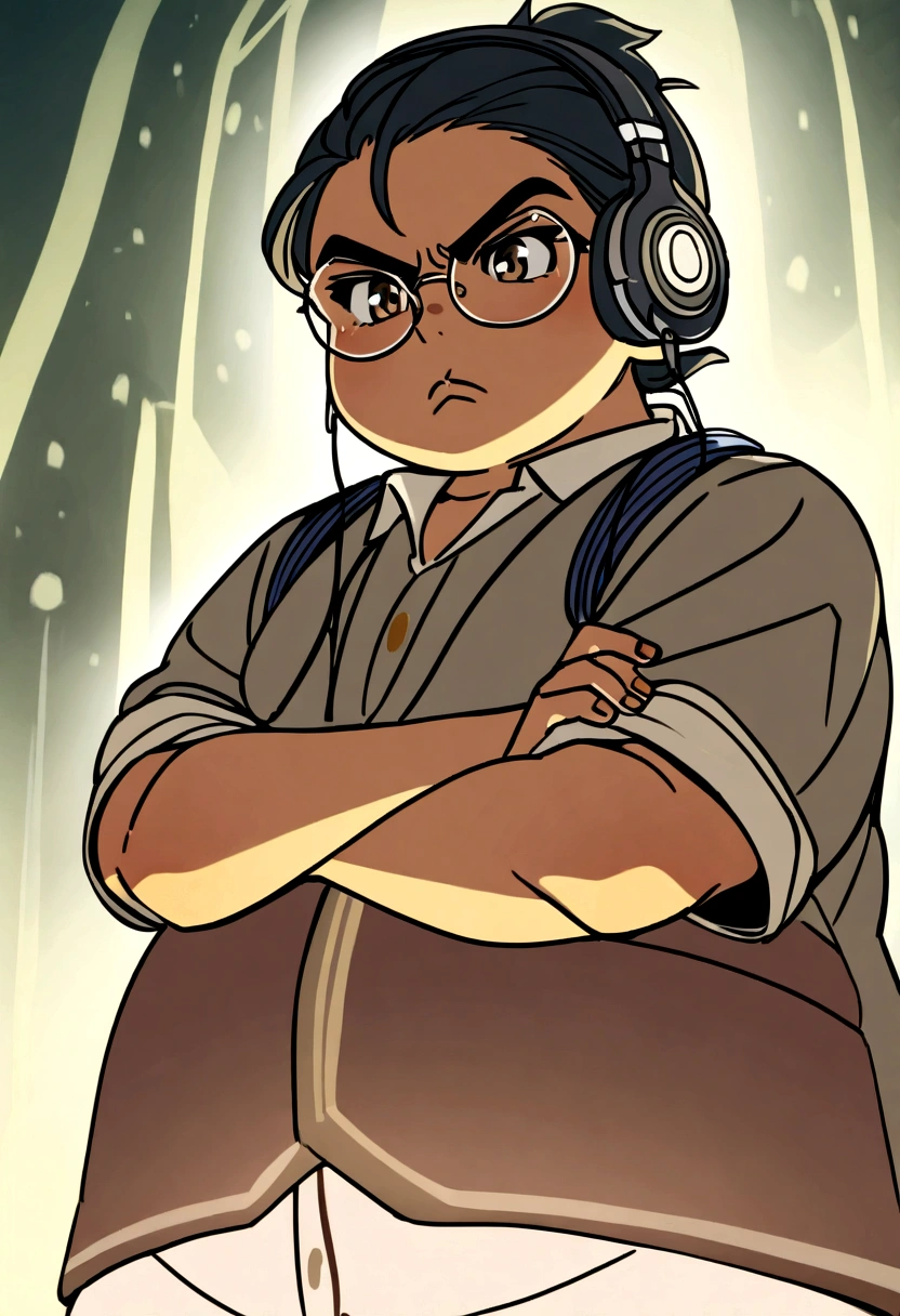 Image: 8K cinematic poster. 4 Indian teens, 17. (Details below)

Center: Confident Indian boy (hero), determined expression.
Right: Plump Indian friend, headphones, curious.
Left: South Indian girl (tomboy), arms crossed, slightly angry.
Behind Hero: Nerdy Indian girl, glasses, holding magnifying glass and book.
Background: Dark, mysterious, like an investigative series. City lights, shadows, hints of danger. Dramatic lighting highlights characters.