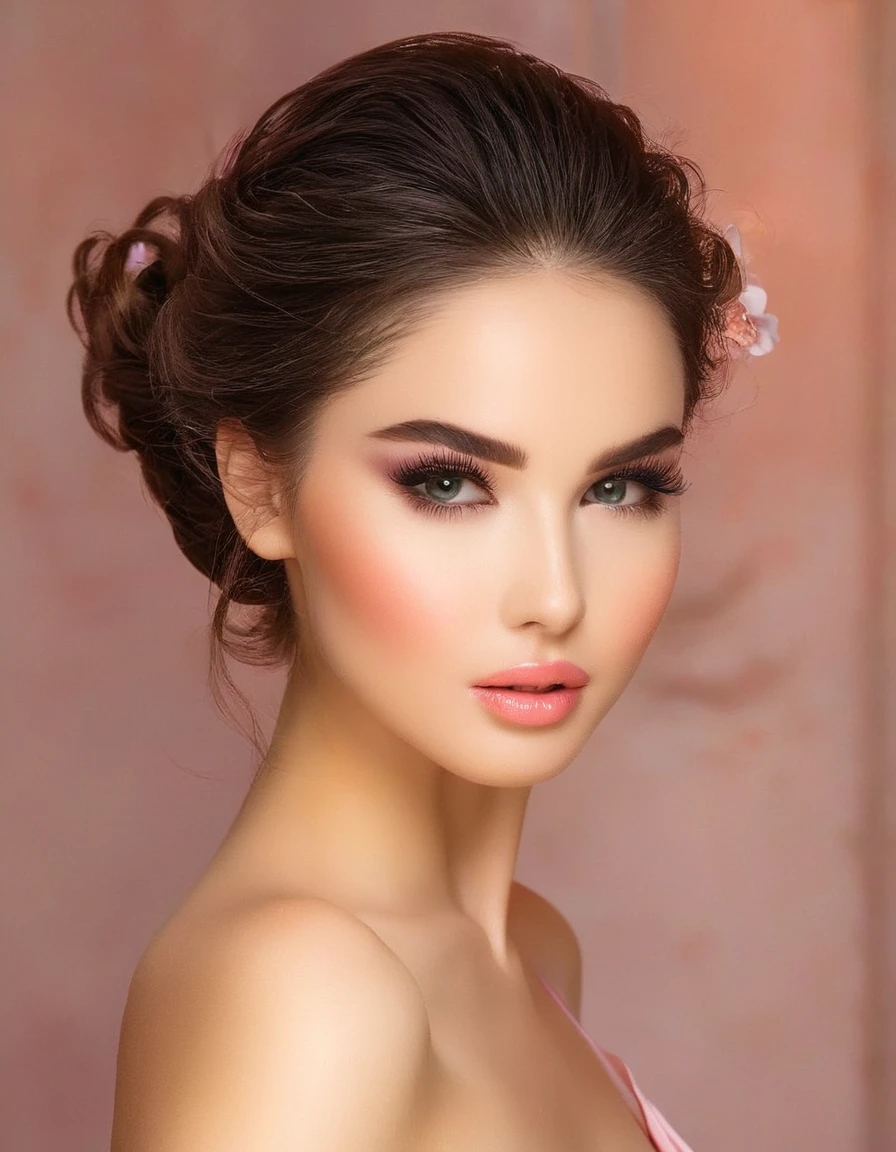 1 girl, gorgeous, only, her complexion is fair, with a subtle pink glow to her cheeks, and she carries herself with an air of elegance and poise. Her eyebrows are arched and well-groomed, and her eyelashes are long and dark, enhancing her captivating eyes. Despite her elegant demeanor, there is an underlying strength to her gaze.