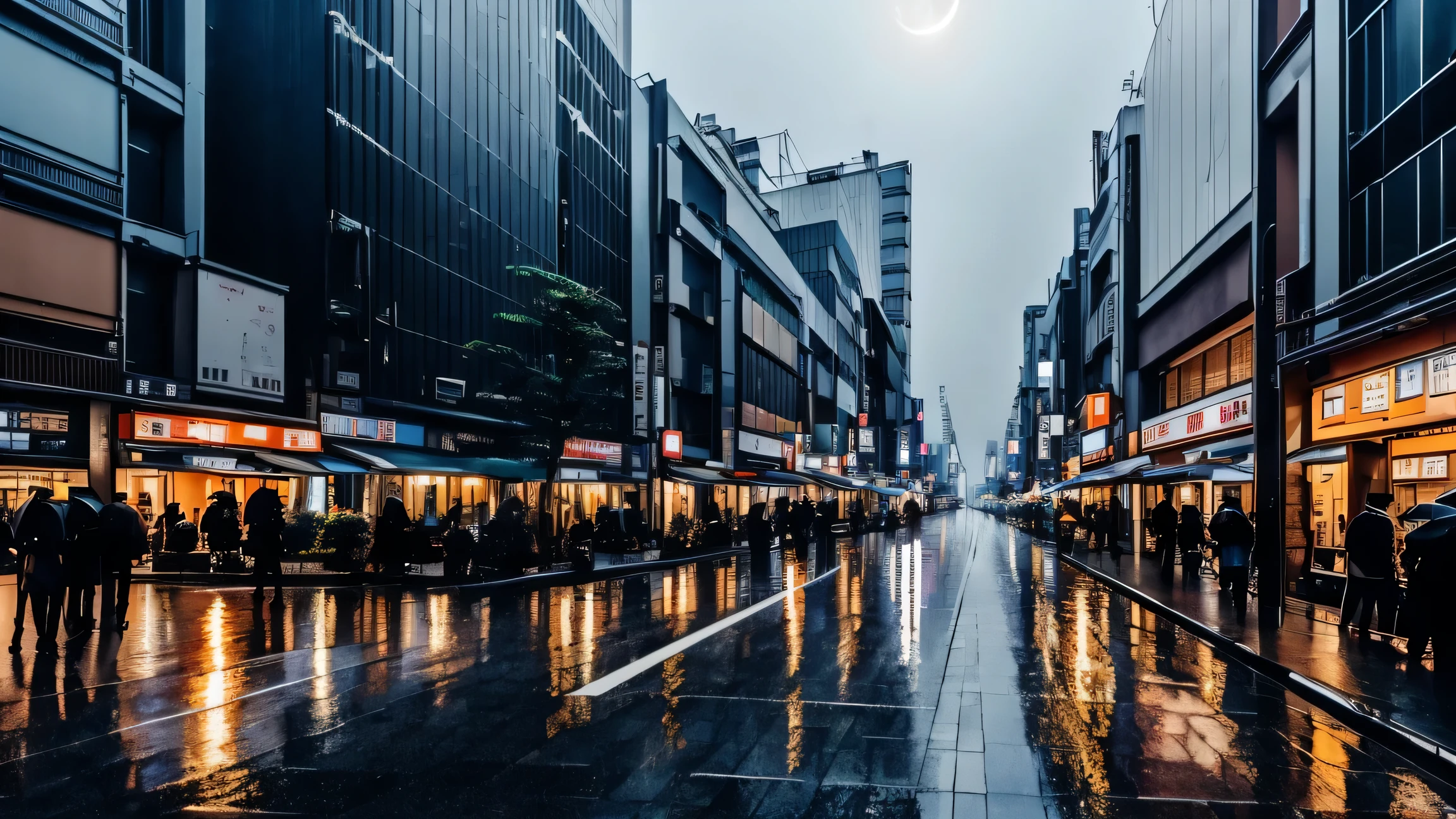 rain, city, night, Tokyo Ragii, moonlight.