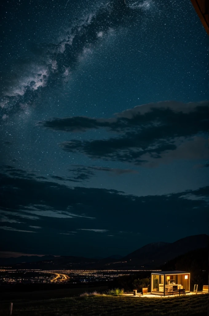 Make a radio with a night landscape with many lights
