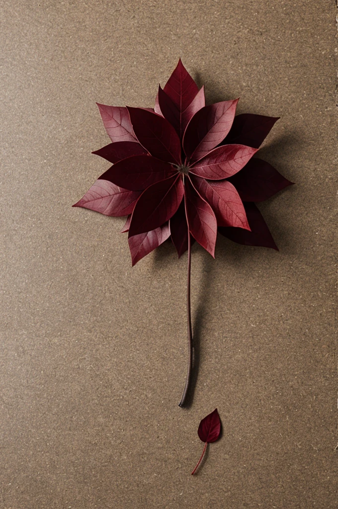 Create a flower with 8 wine red leaves