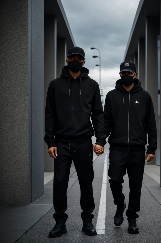 Man holding hands in solidarity, dressed in all black, 2020s, virtual vigil, seeking closure.