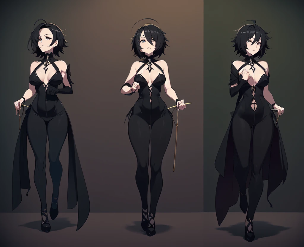 1 girl, small, female, full body, (((short black hair))), ((small chest)), ((wide hips, thick thighlat )), Mature looking, ((full body))), by front, (((Gothic style, dark series, character standing painting))), sexy, ((big butt)), running pose