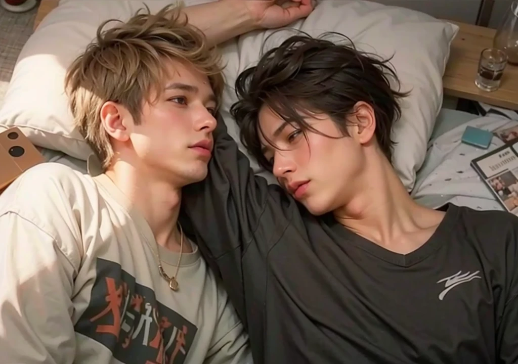 Two man lying down