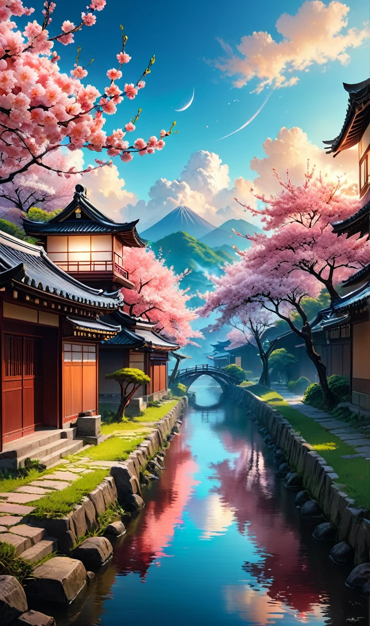 Award-winning photography,Showing extremely beautiful magical scenery,The color scheme is inspired by Japanese cherry blossoms. Soft, Wimmelbilder or floraes depicting fluffy clouds in various shades of sky, 使用哈苏 2000 年代的复古 RAW 照片等高端camera拍摄的伪装中景, Reality, Film Grain, camera, Color, Eye Spotlight, Atmospheric lighting, imperfections, Nature, Shallow depth of field, High level of detail,Create photo-like images, Focus on lighting, Realistic textures, Ultra Detailed.