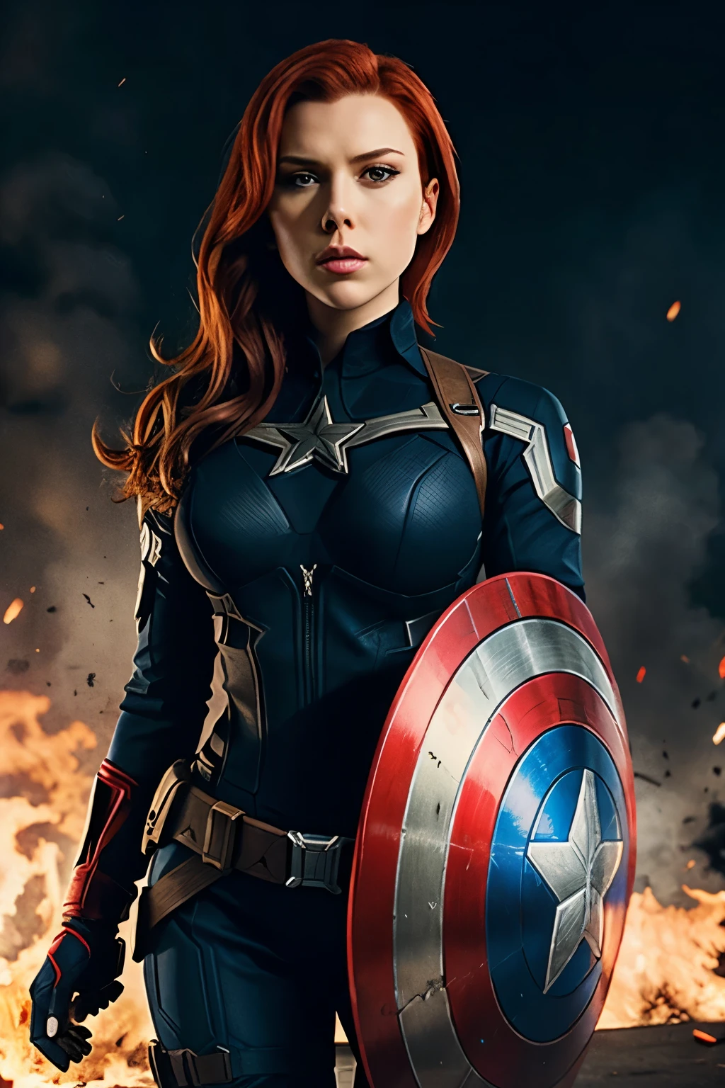 Blackwidow as captain America