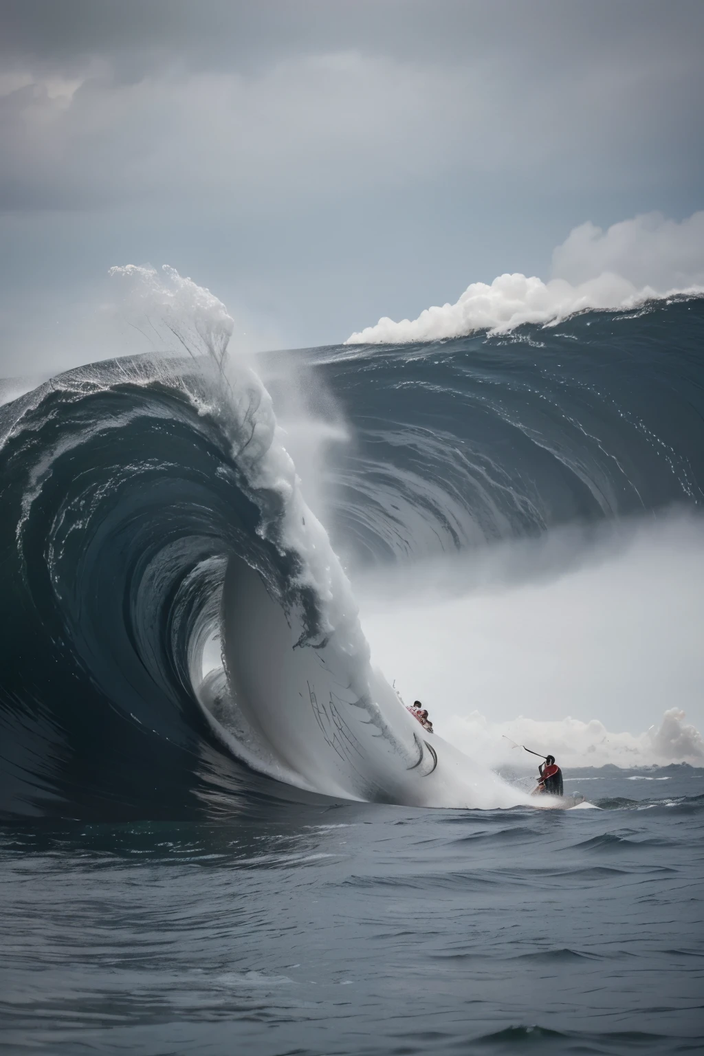 ((best qualityer)), ((work of art)), (detailded), A mega tsunami in the middle of the day, Take a transatlantic and start capsizing it.