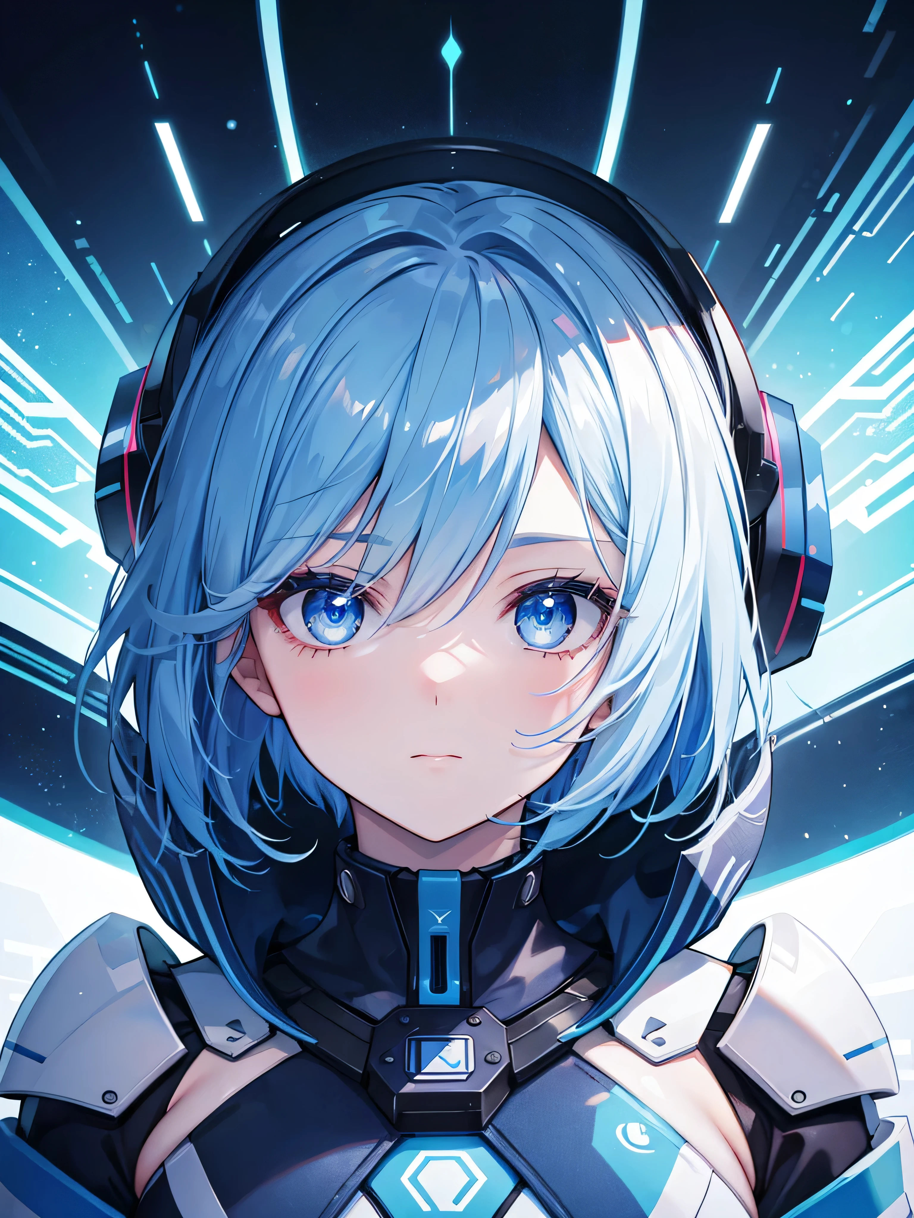 8K, Highest quality, (real:1.4), Original photo, 1 girl, Asari Hair, Biological Amplifier, smart blue eyes