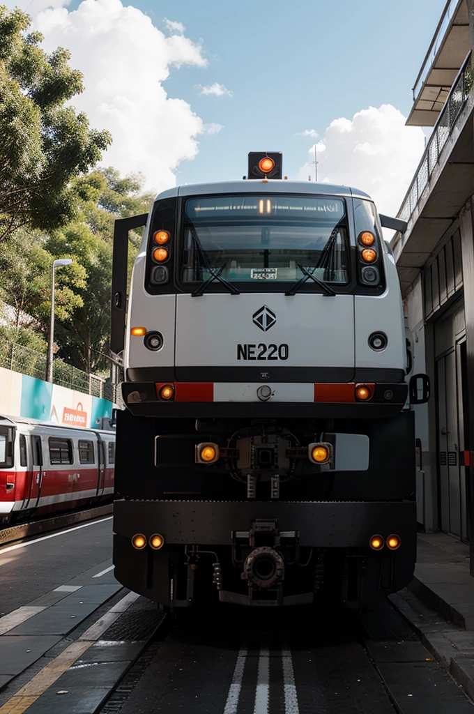 Draw the Medellin metro train as a giant transformer using all its cars