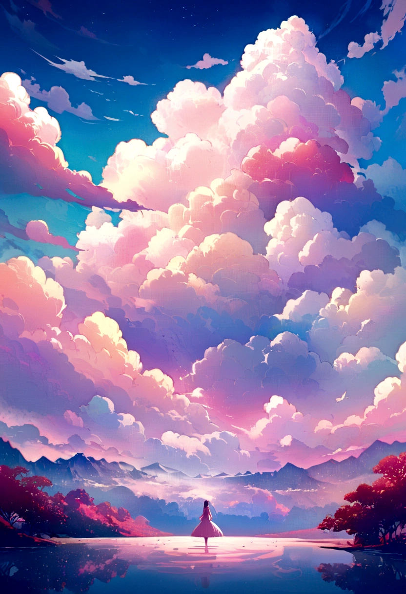 Highest quality,Super detailed,Magic Cloud,Ethereal atmosphere,Vibrant colors,Fascinating landscape,Mysterious Clouds,Soft sunlight,Quiet and peaceful,Pastel Color Palette,Heavenly glow,Magnificent skyscape,Surreal beauty,Calm and dreamy,Mysterious atmosphere,glowing clouds,Dreamy landscape,Whimsical and otherworldly,Quiet and serene,Heavenly dreamscape,Rising Clouds,Bliss and Peace,A transcendent and magical atmosphere,Lush and surreal environments,fantastical and Mysterious Clouds,Gentle and soft texture,captivating and mesmerizing,A chance encounter and a sense of awe,Graceful and delicate,Impressive and breathtaking,Layers of fog and mist,soft and delicate brushstrokes,Magnificent and magnificent scenery,Peaceful and calm sky,bright and radiant atmosphere,Bright and vibrant colors,Skyscape