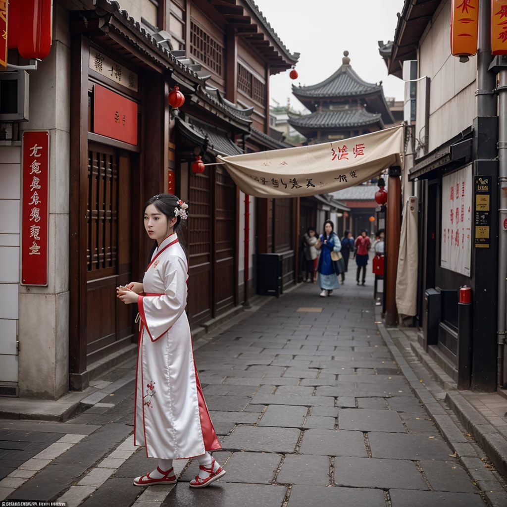 Hanfu craze! Dressed in Chinese Hanfu clothing with the style of the Ming Dynasty (1368-1644), an international student amazes the pedestrians on the streets in Shanghai.