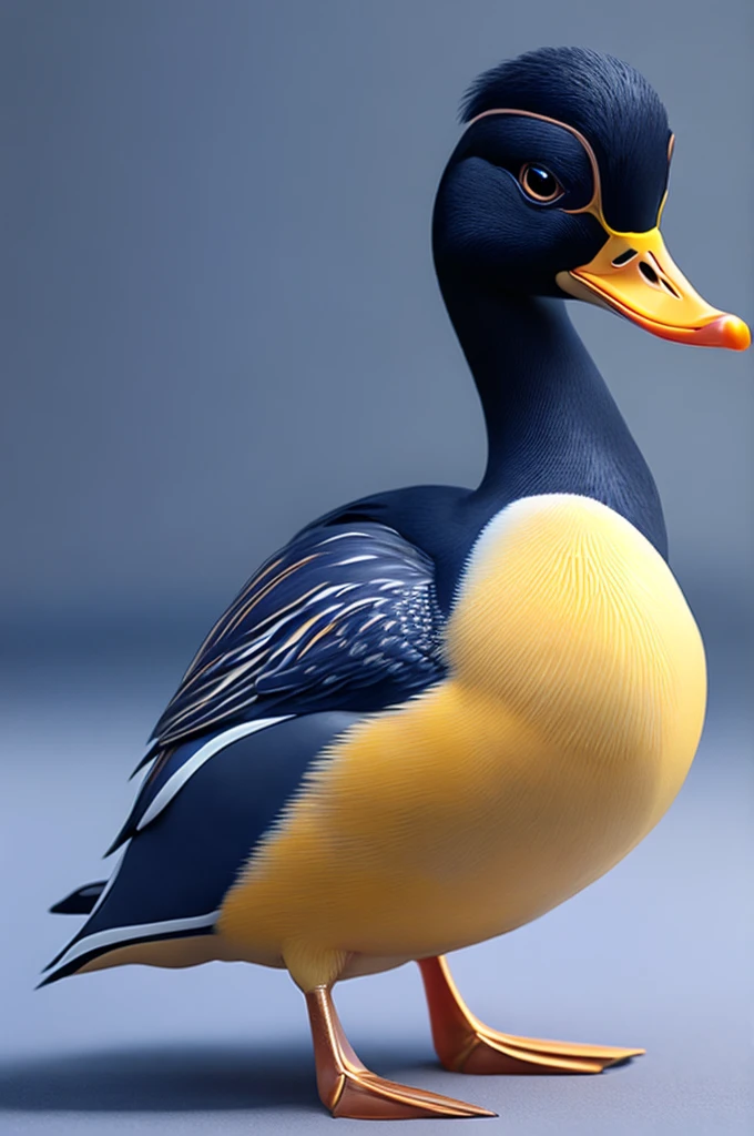 3d duck, ultra 4k, realistic, with glasses and jacket