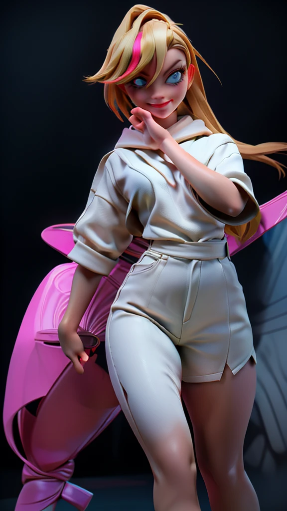 (best quality, 4k, high-resolution, realistic: 1.37), vibrant colors, energetic atmosphere, dynamic motion, stunning background, soft lighting, vivid expressions, glossy lips, elegant outfit, athletic body, flawless skin, fierce determination, action-packed scene, powerful presence, radiating confidence, professional photography, eye-catching composition, impressive artistry, sharp katana, precision movements, graceful stance, precise details, intricate patterns, intense focus, captivating personality, charming smile, bold contrasts, captivating gaze, illuminated by streetlights, urban setting, bustling cityscape, cinematic flair, dramatic shadows, vibrant city lights.Cheerleader, cute woman, holding down a katana, big smile, expressive, simple nightscape, confident smile, ultra detailed face, better quality, perfect eyes Blue, glowing eyes, long eyelashes, sharp eyes, ultra detailed face, ultra long hair, ultra detailed hair, ultra detailed hair strands, catwalk, walking down the streets, night, starry Sky, ultra detailed lips, Red lips,