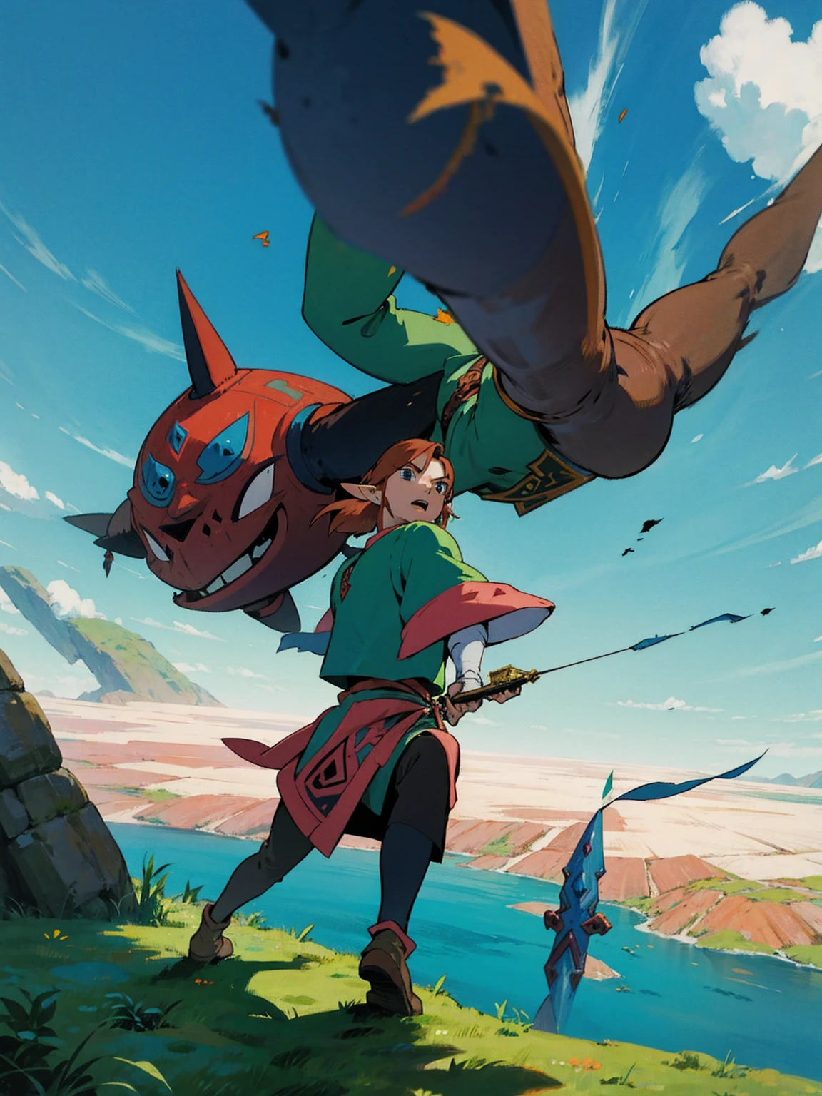 link pelea con ganon en el aire de Hyrule