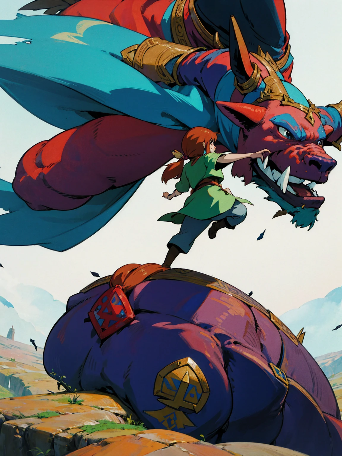 link pelea con ganon en el aire de Hyrule