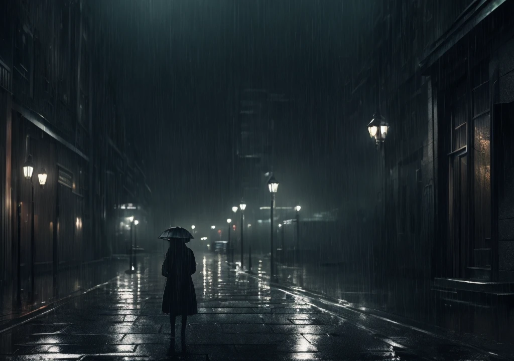"Create an anime-style image that captures the emotional depth and contrasting themes of the song. The scene should feature a dark, rainy urban environment with deep shadows and muted colors. In the foreground, a character with visible red scars on their wrists stands in a contemplative pose, half-hidden in the shadows. Their face is partially obscured by a mask, symbolizing the duality of their public facade and private pain. Surrounding them, incorporate subtle, moody lighting and rain effects to evoke a sense of inner turmoil and silent screams. The overall aesthetic should blend traditional anime art with a melancholic and dark, yet visually striking atmosphere."