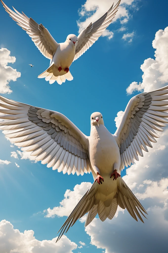 God, Jesus and the holy spirit in the form of a dove with a graduation gown in heaven