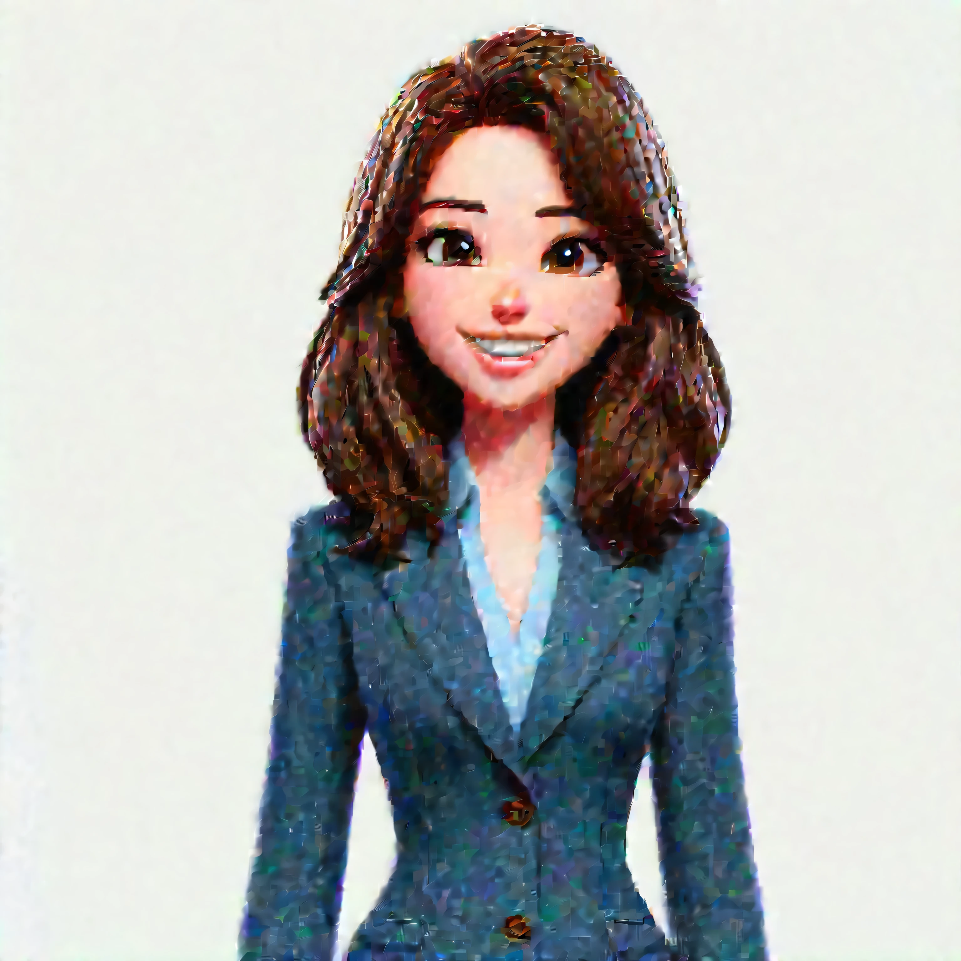 cartoon business woman in a blue suit and blue shirt, animation character, girl in suit, in cartoon style, girl in suit, cartoon character, female main character, high-quality character design, professional character design, to hire 3d artist, cartoon style illustration, cartoon art style, 3d character, digital character illustration, 3d character, desenho animado realista, professional character designer