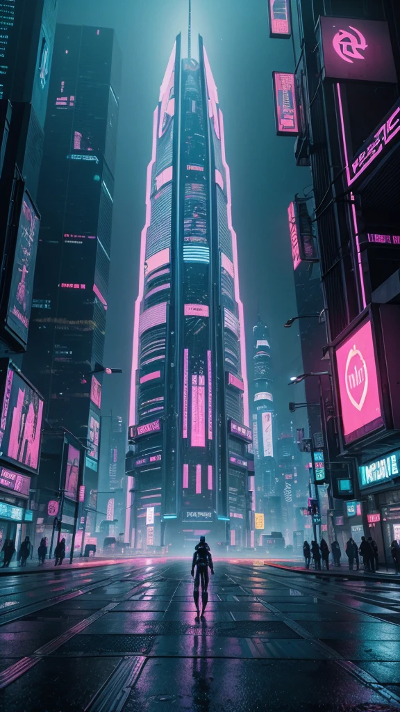 a digital illustration of a futuristic city with a neon tower, cyberpunk art style, cyberpunk themed art, cyberpunk pixel art, cyberpunk vibe, cyberpunk vibrant colors, cyberpunk vibes, cyberpunk shading, cyberpunk artstyle, cyberpunk building, cyberpunk aesthetics, cyberpunk aesthetic, detailed cyberpunk illustration, cyberpunk art, dreamy colorful cyberpunk colors, cyberpunk illustration, cyberpunk background, cyberpunk architecture