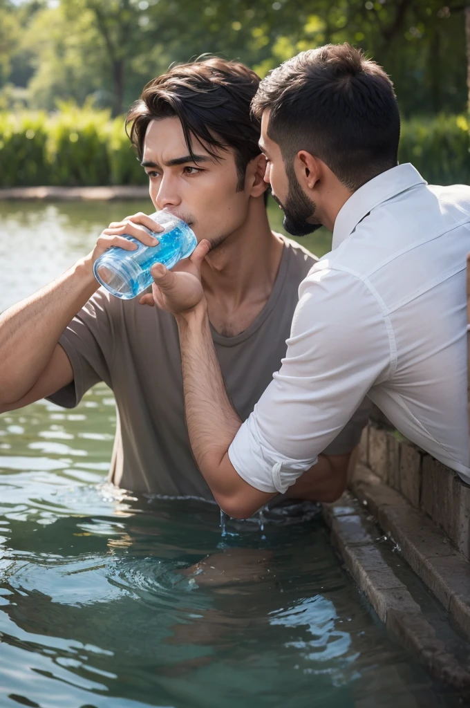 man drinking water 