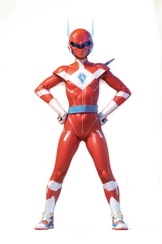 Thunder backdrop, thunder ranger, loli face, small breast, tight suit, speedy thunder, alien weapons , yellow hair