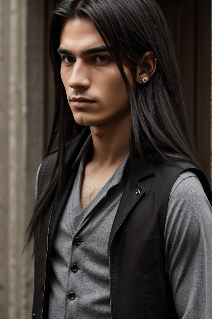 Bartender, male, long hair, tied up