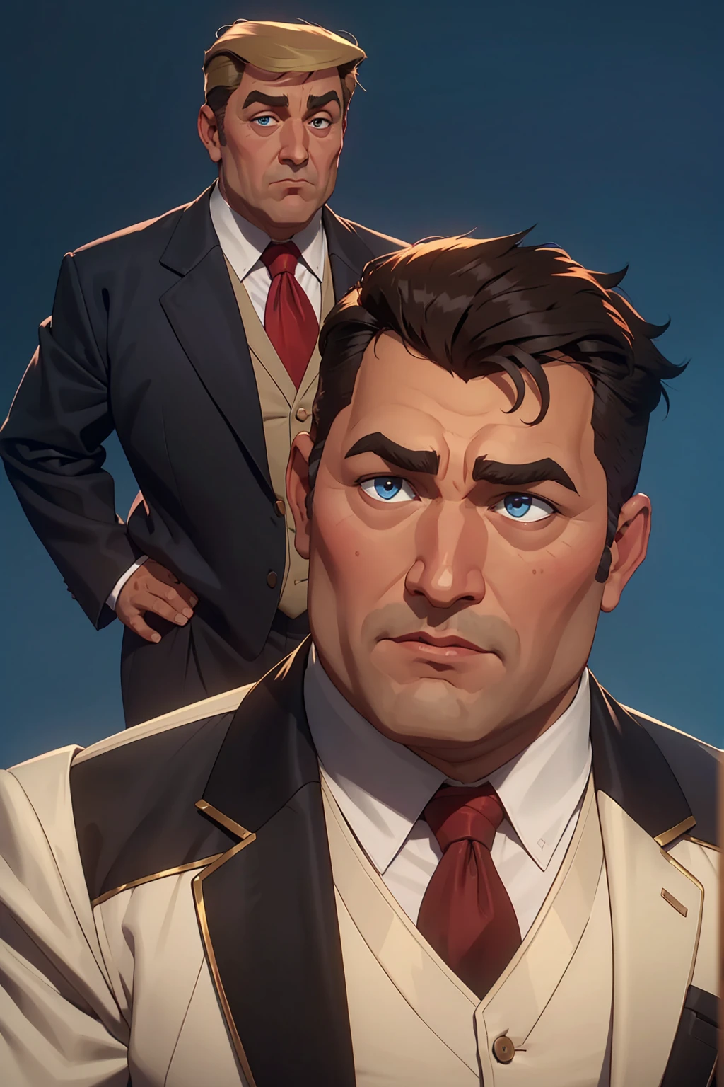 arafed man in a suit and tie posing for a picture, john goodman as donald trump, vic james, pitt, peter sculthorpe, peter griffin as a real person, frank frazeta, gilbert williams, peter griffin hairstyle, john candy, max dennison, joe chiodo, craig mullinshyper, marvano, oscar winning