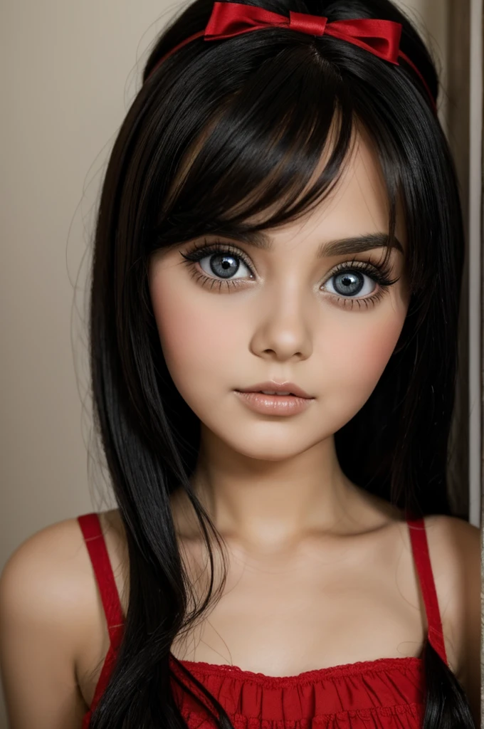 doll with big eyes red and black hair brunette