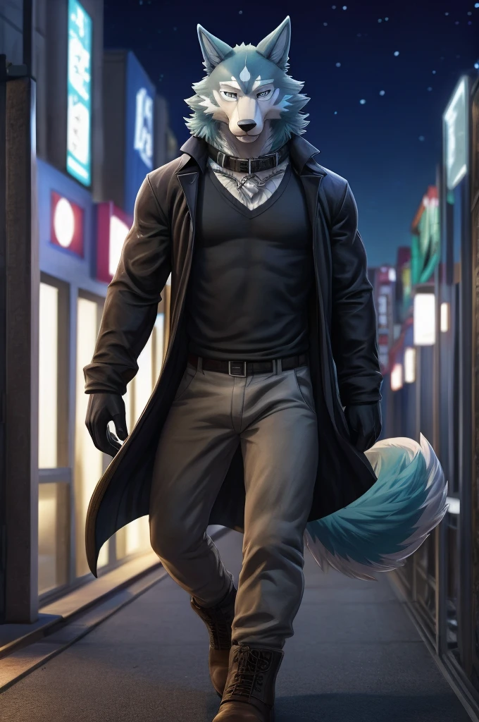 By bebebebebe, by spuydjeks, by buta99, by spikedmauler. an athletic male sergal with tigerstrip fur patterns wearing a cyberpunk outfit