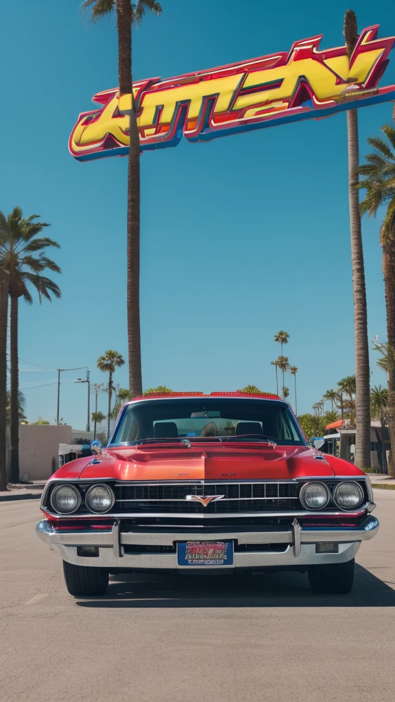 A photorealistic image of a lowrider car bouncing on a sun-drenched boulevard. Palm trees sway in the breeze. The car is a classic Chevy Impala with candy apple red paint and Chicano murals depicting fantastical creatures and Aztec warriors. Chrome gleams everywhere. Hydraulics lift the front end high, showcasing intricate wire wheels. The car dips low, almost scraping the ground. Fuzzy dice dangle from the rearview mirror, and a subwoofer thumps in the trunk. The scene pulsates with vibrant Latino culture.
Additional details:
8k resolution
Octane render
Focus on the chrome details and the movement of the car