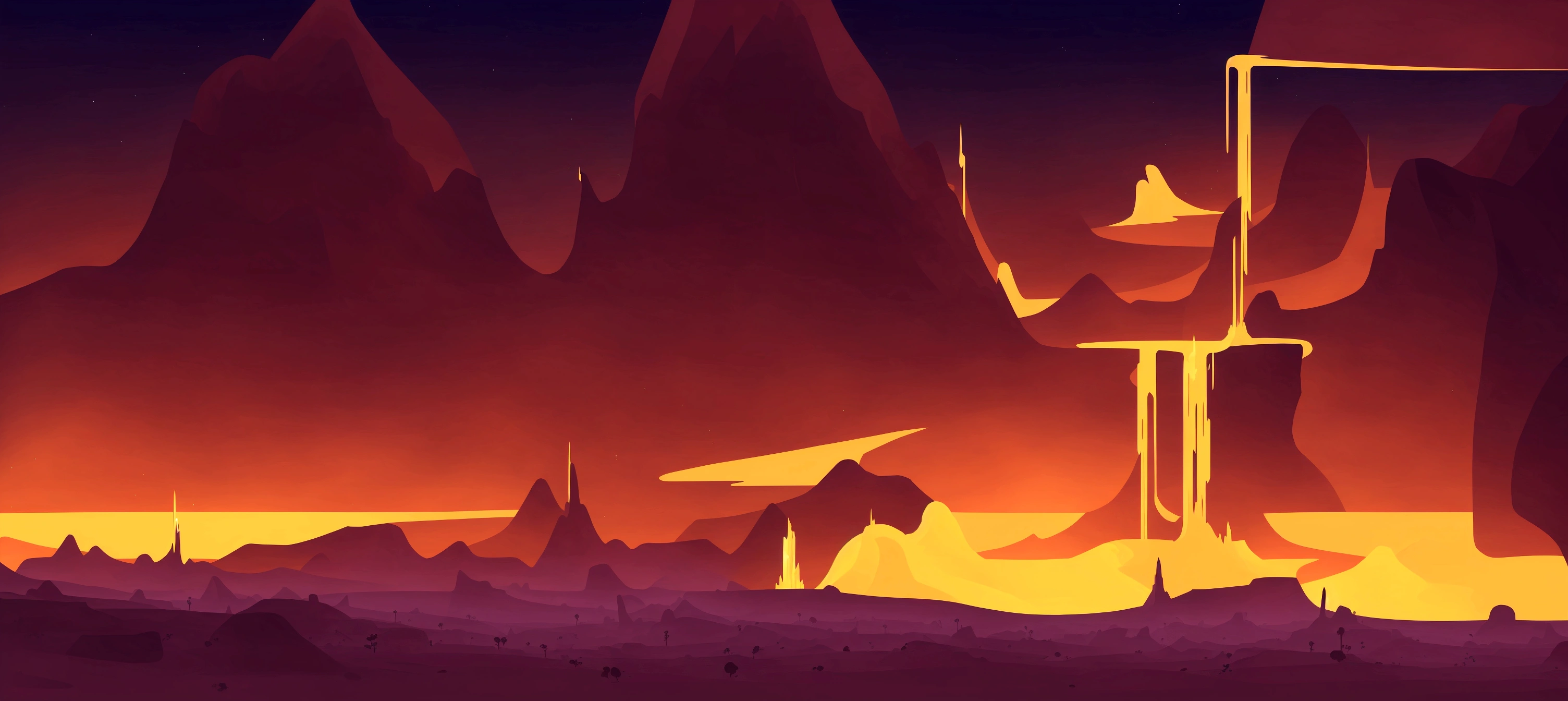 cartoon illustration of a desert with a tower and a fire, mobile game background, background artwork, firey environment, mobile game art, 2 d game art background, game illustration, background art, volcanic workshop background, stylized concept art, stylized game art, 2d game background, arena background, detailed game art, game background, 2d game art