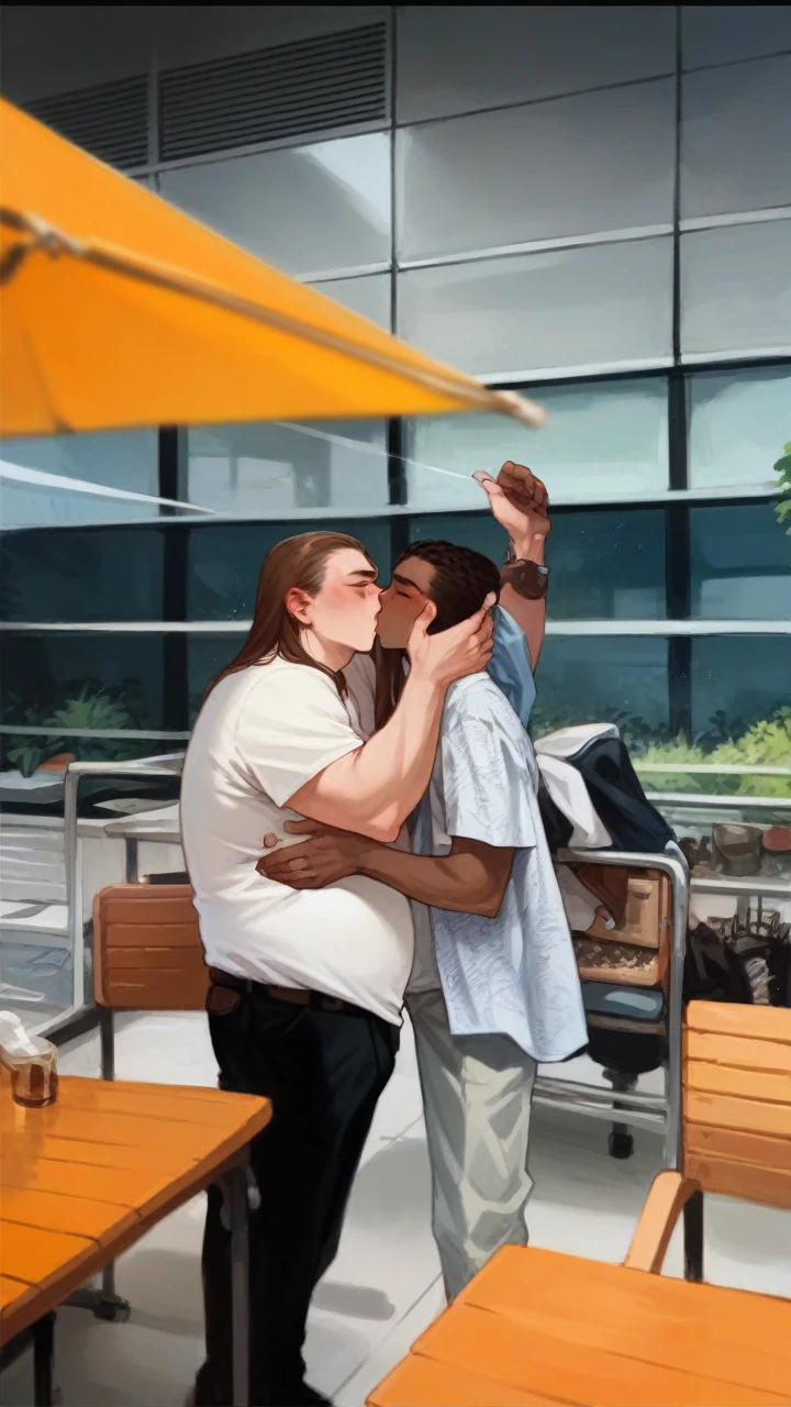Convert the following imqge to a pop art
White girl kissing a brown man