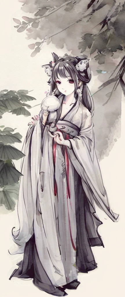 ((4k,masterpiece,best quality)), shuimobysim, traditional chinese ink painting, lotus, hanfu, maxiskit, dress conservatively
1 boy, solo, white hair, fox ears, white, fish, many fish near boy, look at viewer, tease,onee-shota, bottom-up perspective,show lingerie