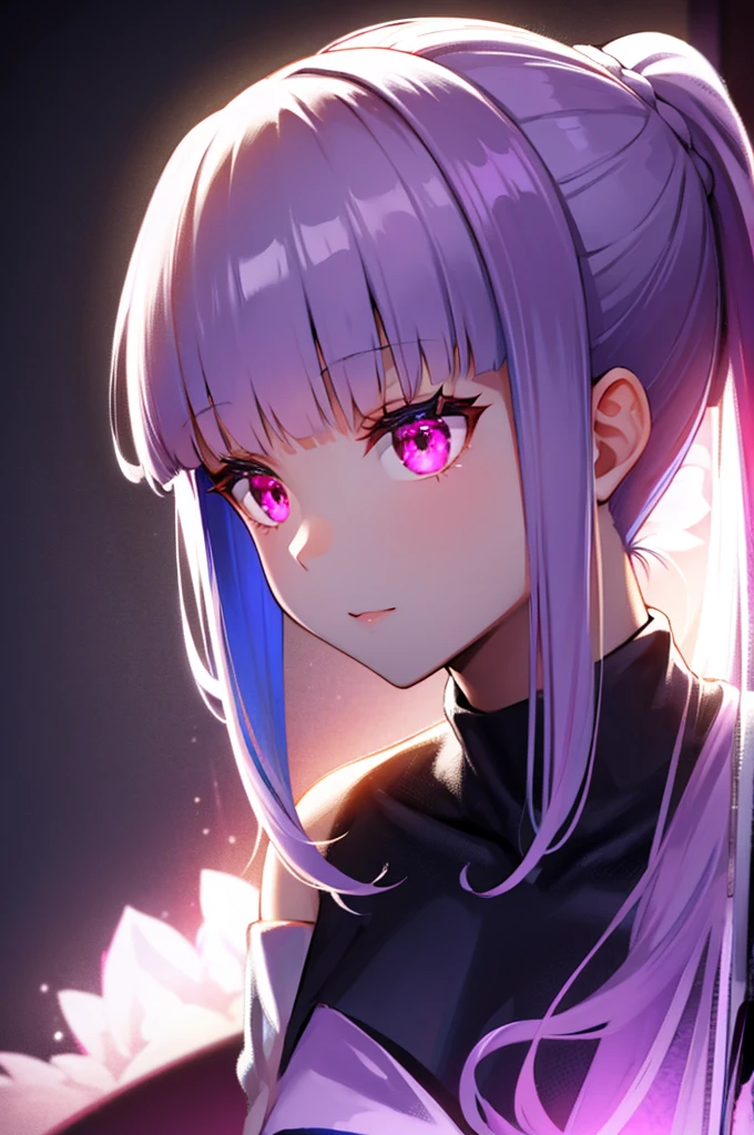 beautiful,girl,ponytail,Glowing purple eyes