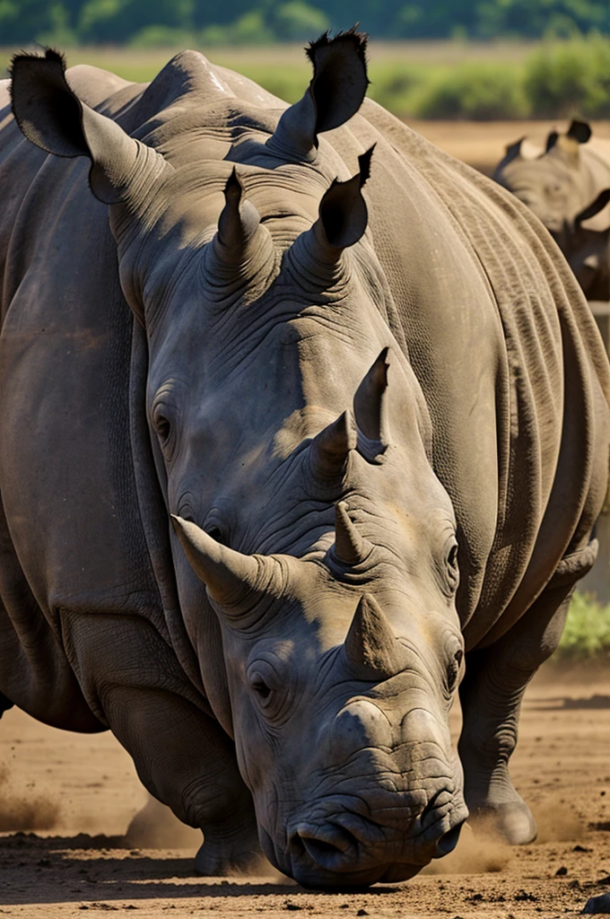 Rhino charging and snorting looking furious