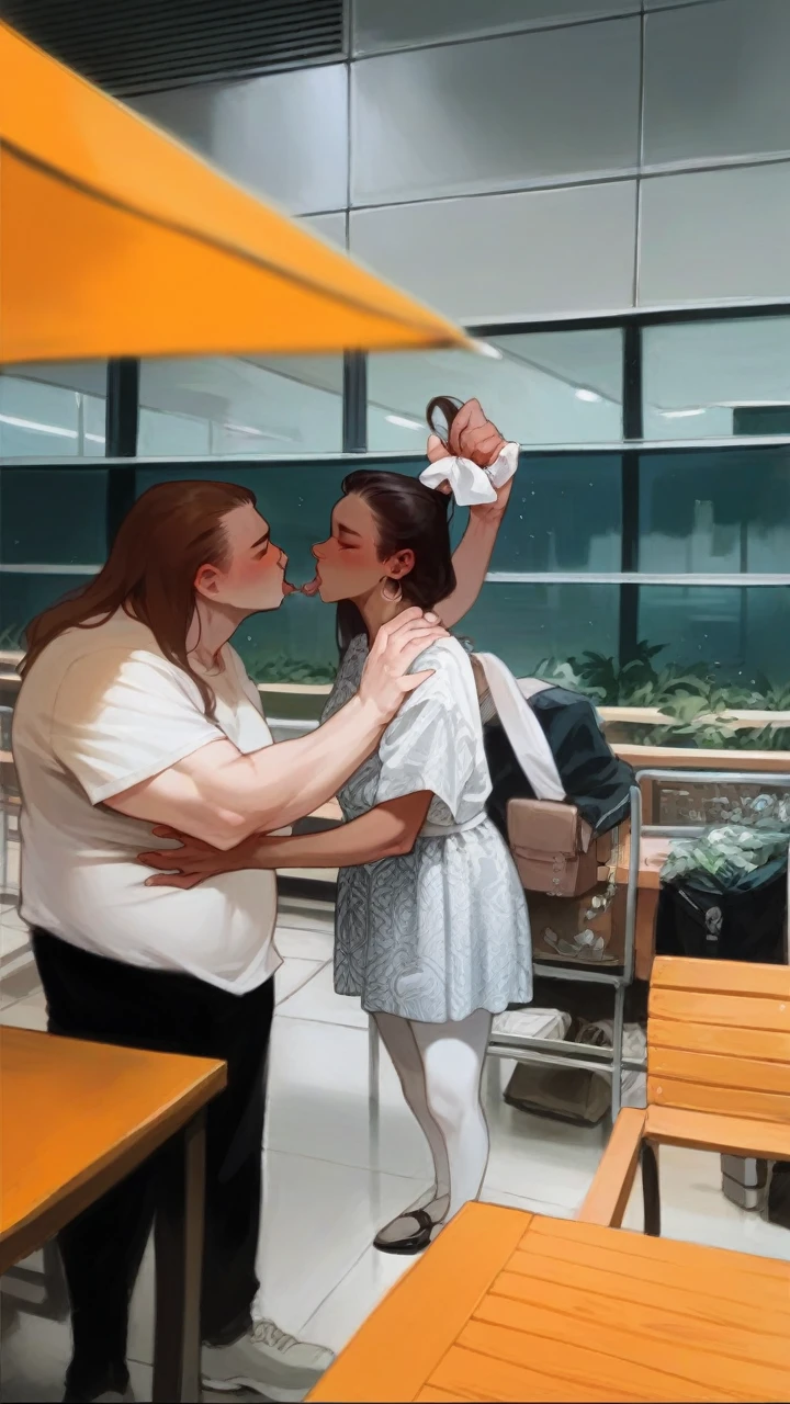 Convert the following imqge to a pop art 
White girl kissing a brown man